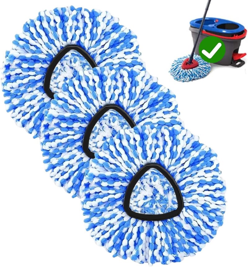 FOOKCIAN 3-Pack Spin Mop Replacement Head for O-Ceda RinseClean Spin Mop Refill 2-Tank System Microfiber Deep Cleaning Machine Washable and Easy-to-Replace - Image 1